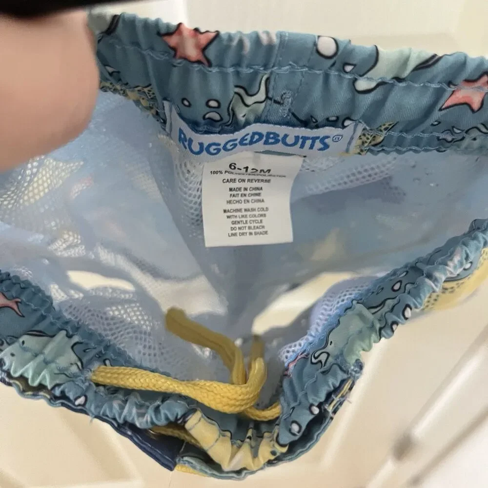 RuffleButts RuggedButts Starfish Stingrays Swim Trunks UPF 50+ Boys 6-12 Mos NWT